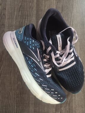Brooks Women's Glycerin Running Shoes - Navy with Light Pink and Teal Accents